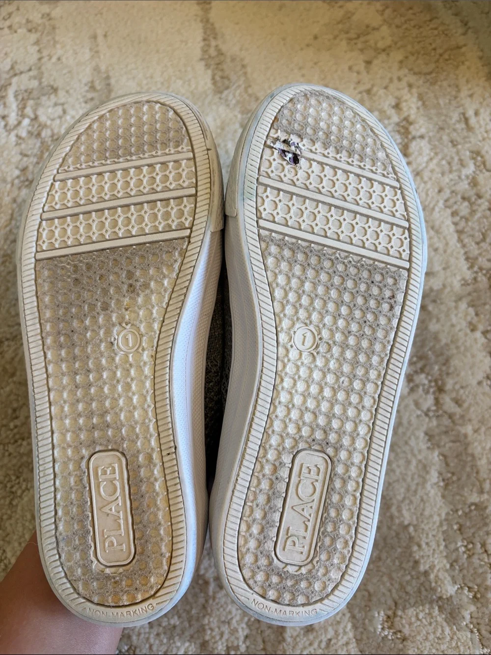 The Children's Place Men's Gray Knit Slip-On Sneakers with White Sole